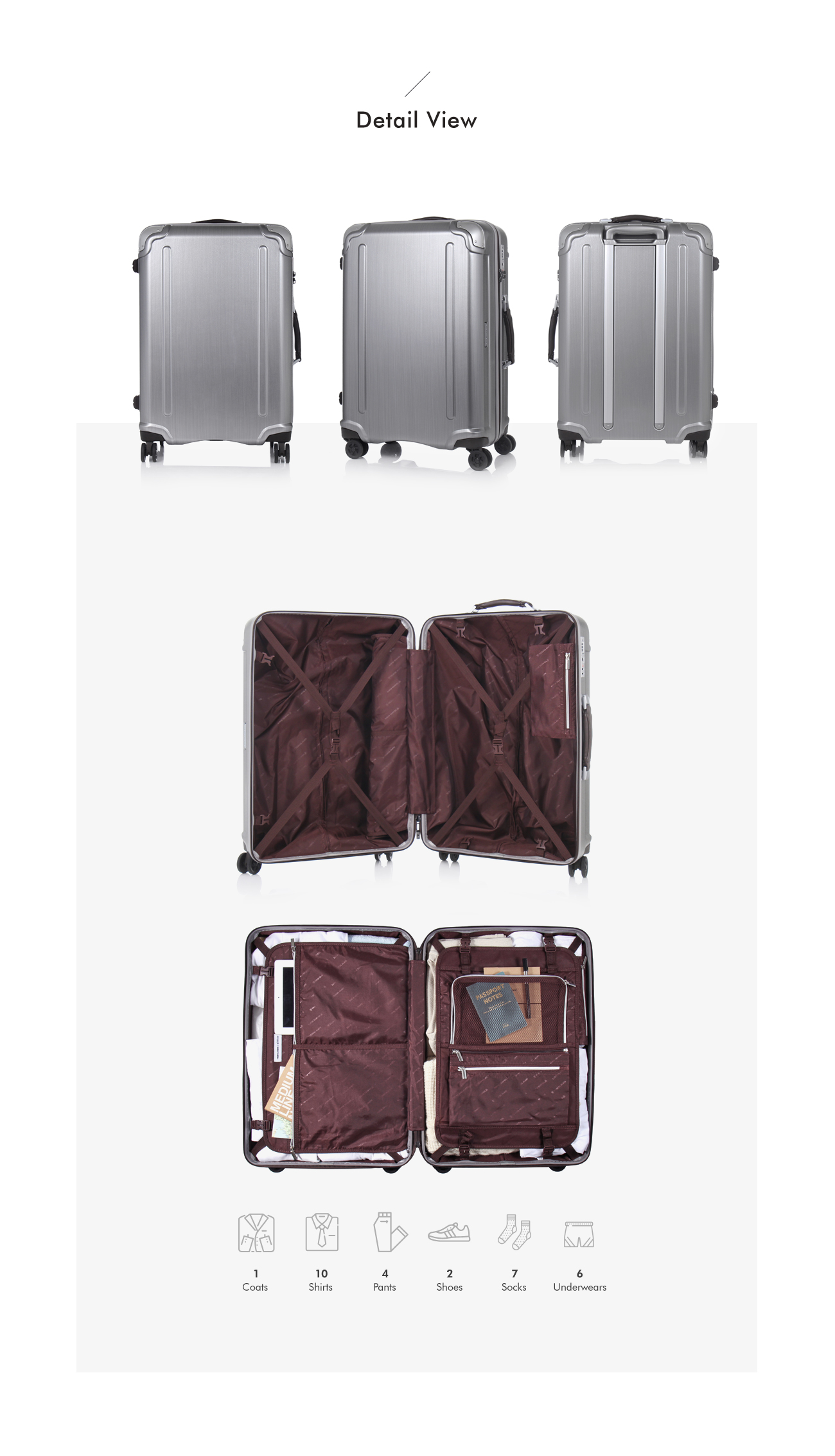 [TRAVEL MATE트레블메이트]TRAVEL MATE x siffler TSA 수하물 24형/65cm 여행가방(TS2121-58) - 헤어라인 실버 [W CONCEPT]